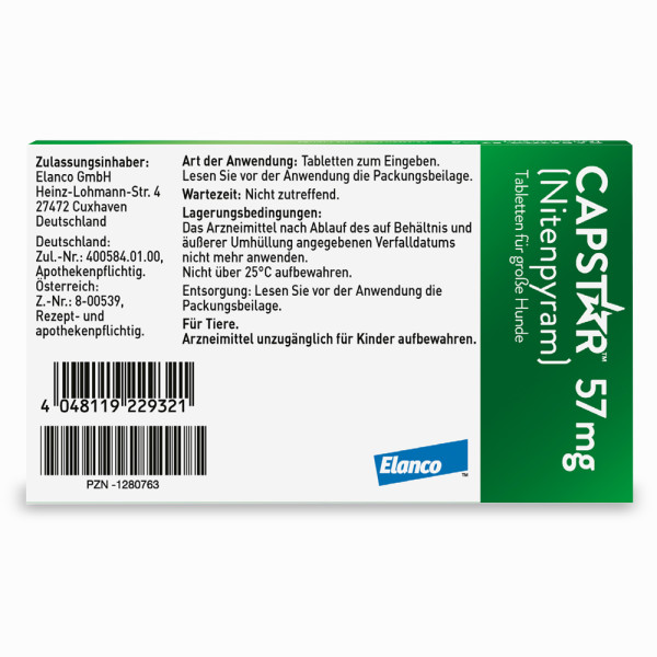 CAPSTAR 57 mg Tabletten f.große Hunde CAPSTAR 57 mg Tabletten f.große Hunde