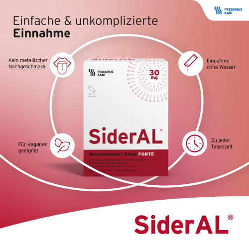 SiderAL® Eisen Forte 30mg Zitrus bei erhöhtem Eisenbedarf SiderAL® Eisen Forte 30mg Zitrus bei erhöhtem Eisenbedarf