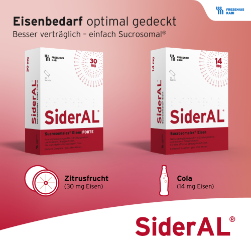 SiderAL® Eisen Forte 30mg Zitrus bei erhöhtem Eisenbedarf SiderAL® Eisen Forte 30mg Zitrus bei erhöhtem Eisenbedarf