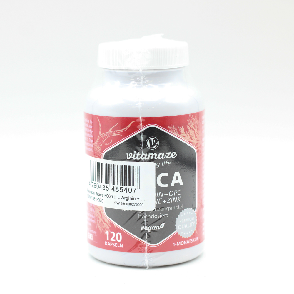 MACA 10:1 hochdosiert+L-Arginin+OPC+Vit.vegan Kps. MACA 10:1 hochdosiert+L-Arginin+OPC+Vit.vegan Kps.