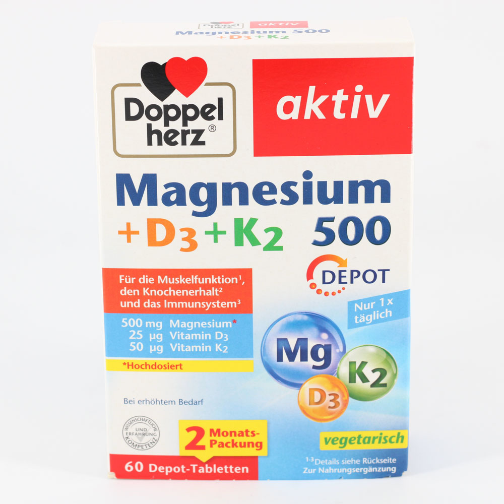DOPPELHERZ Magnesium 500+D3+K2 Depot Tabletten DOPPELHERZ Magnesium 500+D3+K2 Depot Tabletten