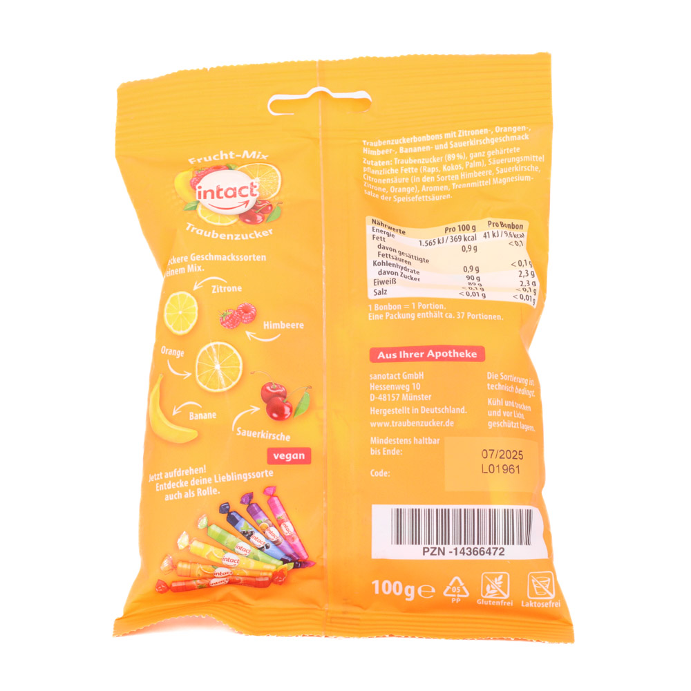 INTACT Traubenzucker Beutel Frucht-Mix INTACT Traubenzucker Beutel Frucht-Mix