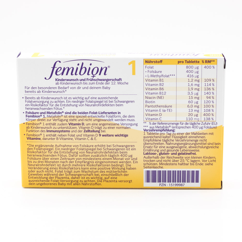 FEMIBION 1 Kinderwunsch+Frühschwangers.o.Jod Tabl. FEMIBION 1 Kinderwunsch+Frühschwangers.o.Jod Tabl.