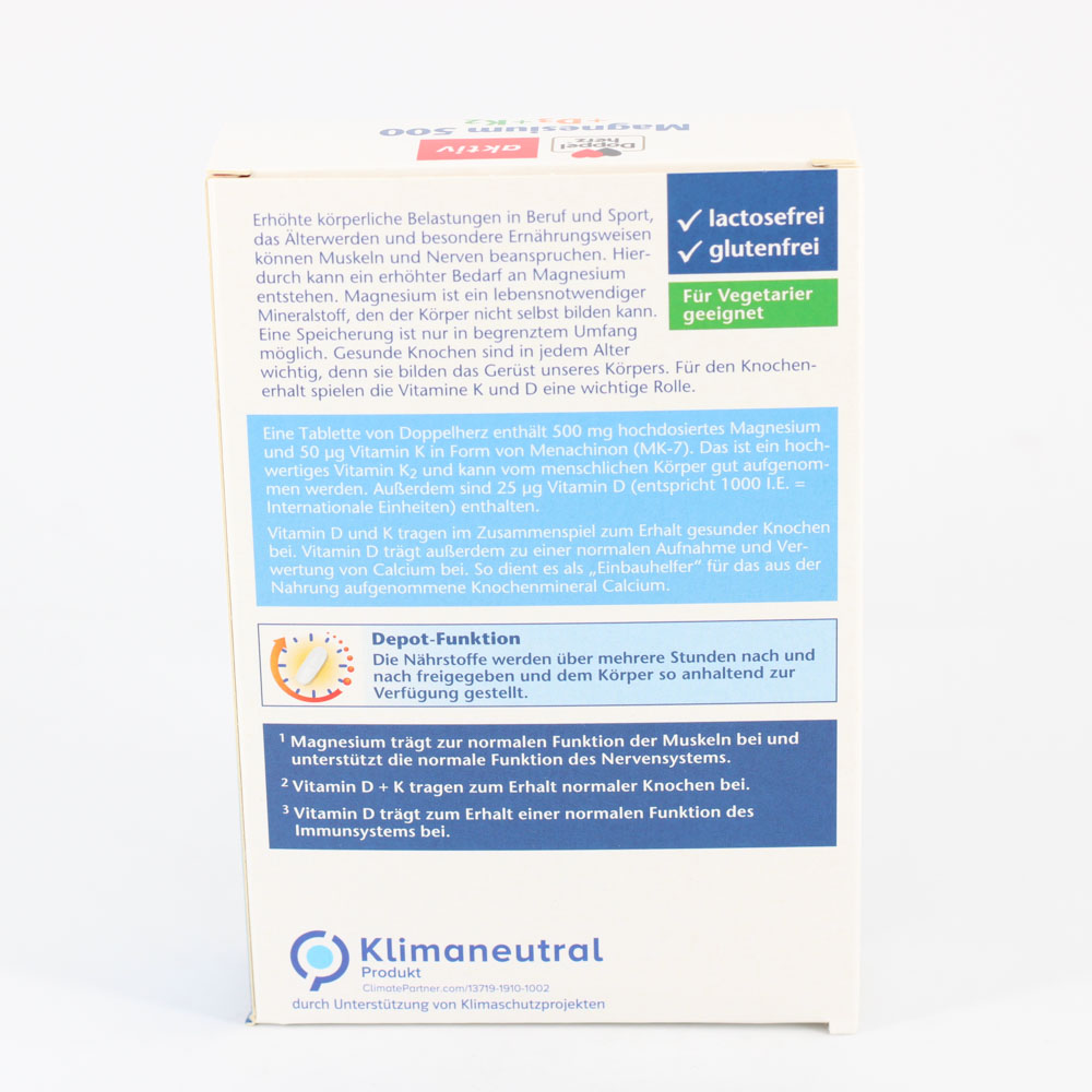 DOPPELHERZ Magnesium 500+D3+K2 Depot Tabletten DOPPELHERZ Magnesium 500+D3+K2 Depot Tabletten