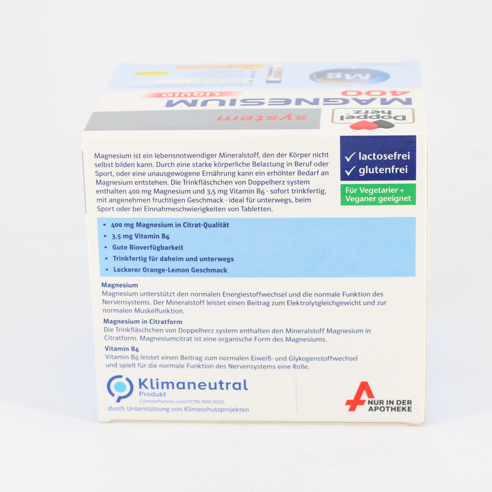 DOPPELHERZ Magnesium 400 Liquid system Trinkamp. DOPPELHERZ Magnesium 400 Liquid system Trinkamp.