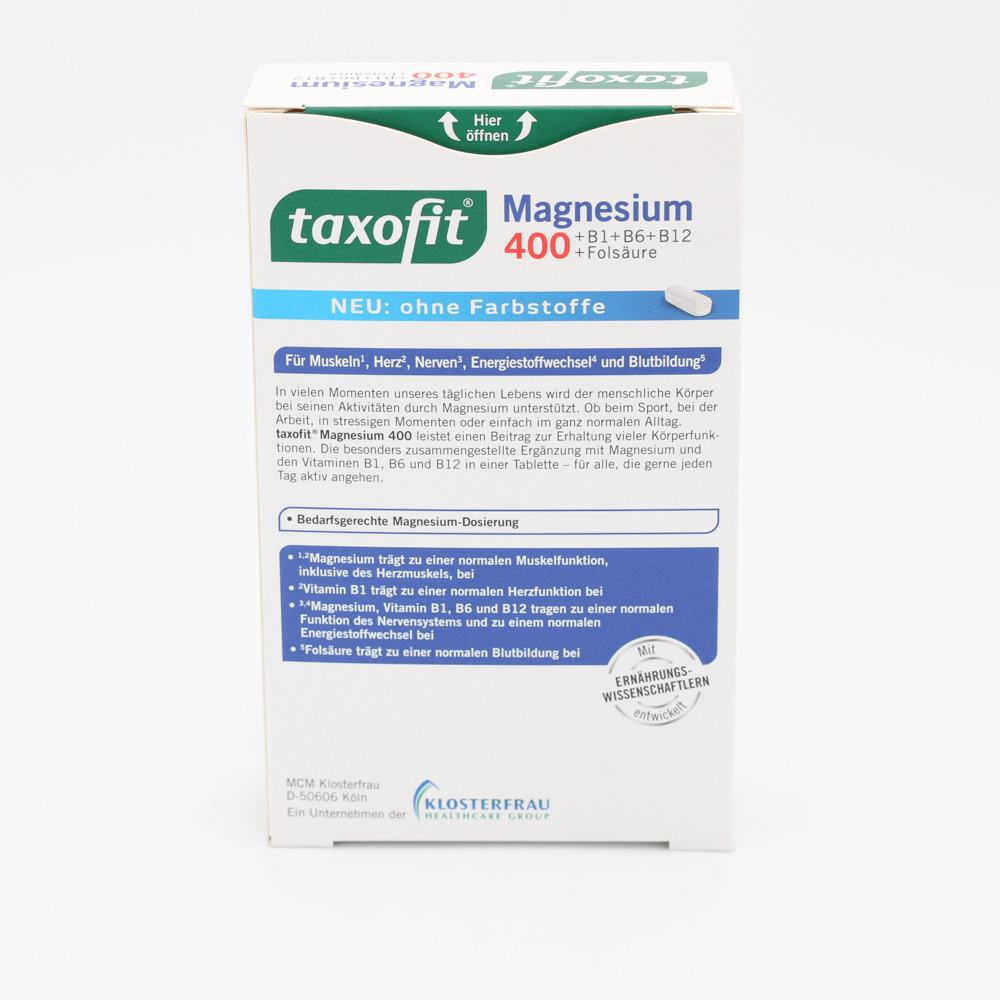 TAXOFIT Magnesium 400+B1+B6+B12+Folsäure Tabletten TAXOFIT Magnesium 400+B1+B6+B12+Folsäure Tabletten