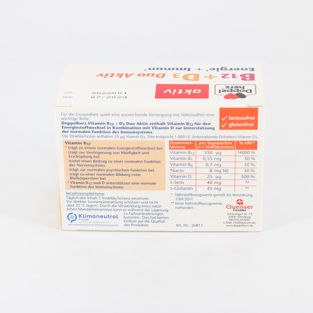 DOPPELHERZ B12+D3 Duo Aktiv Trinkampullen DOPPELHERZ B12+D3 Duo Aktiv Trinkampullen