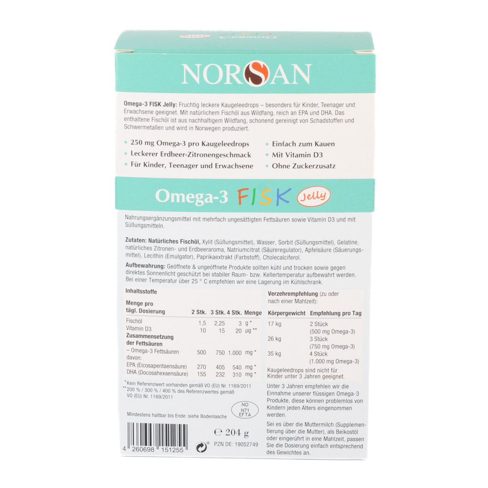 NORSAN Omega-3 FISK Jelly f.Kinder Drag.Vorratspa. NORSAN Omega-3 FISK Jelly f.Kinder Drag.Vorratspa.