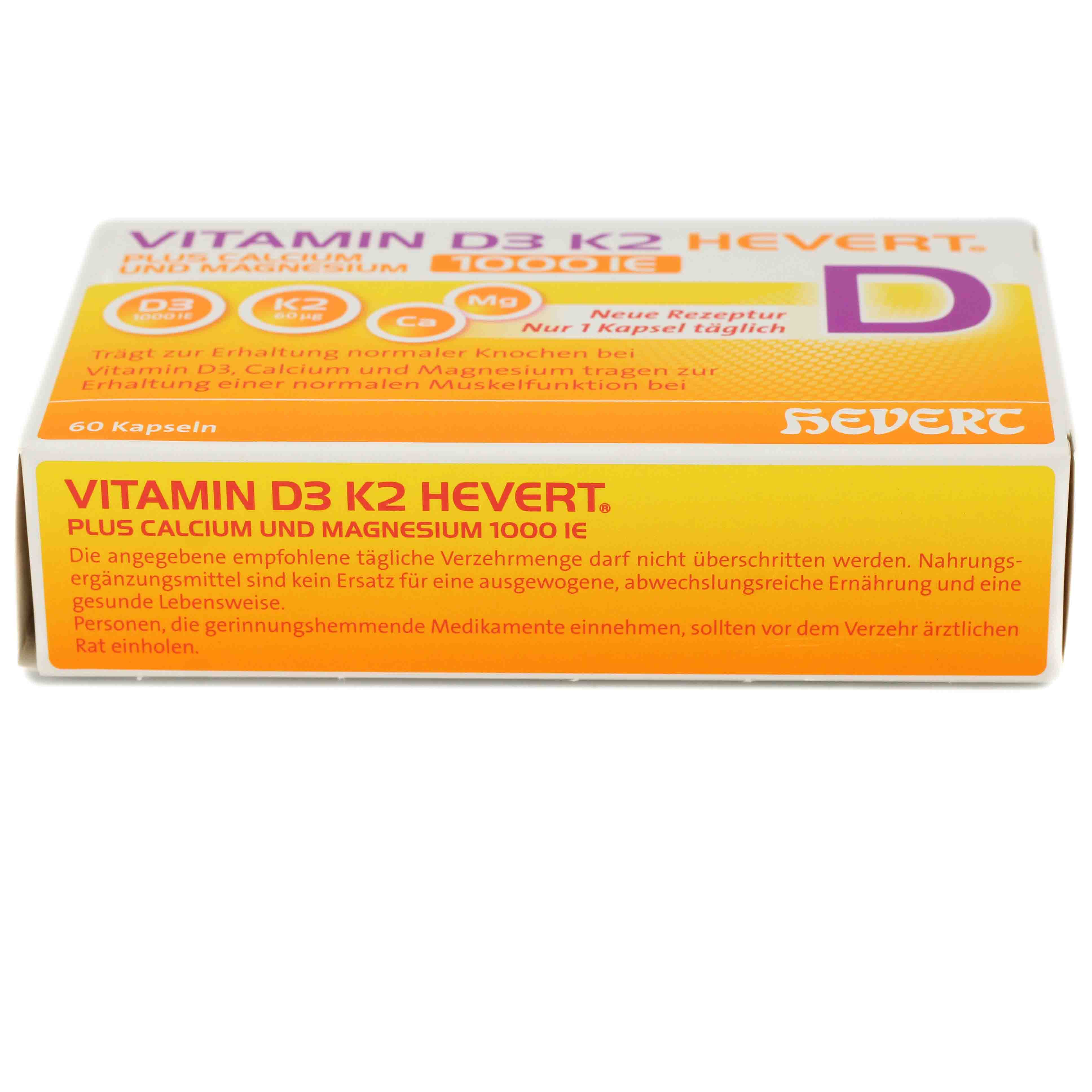 VITAMIN D3 K2 Hevert+Calcium u.Magnes.1000 IE Kps. VITAMIN D3 K2 Hevert+Calcium u.Magnes.1000 IE Kps.