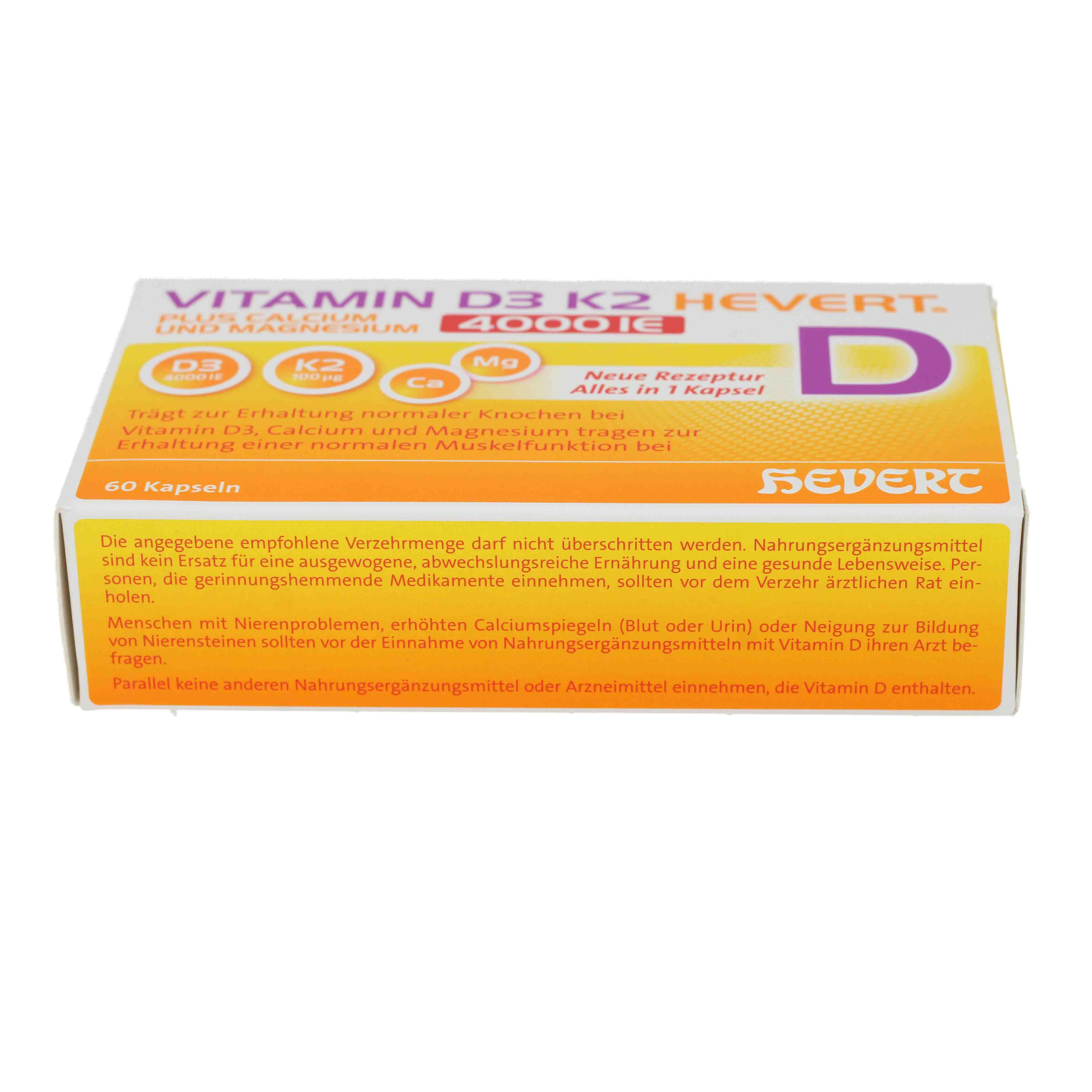 VITAMIN D3 K2 Hevert+Calcium u.Magnes.4000 IE Kps. VITAMIN D3 K2 Hevert+Calcium u.Magnes.4000 IE Kps.