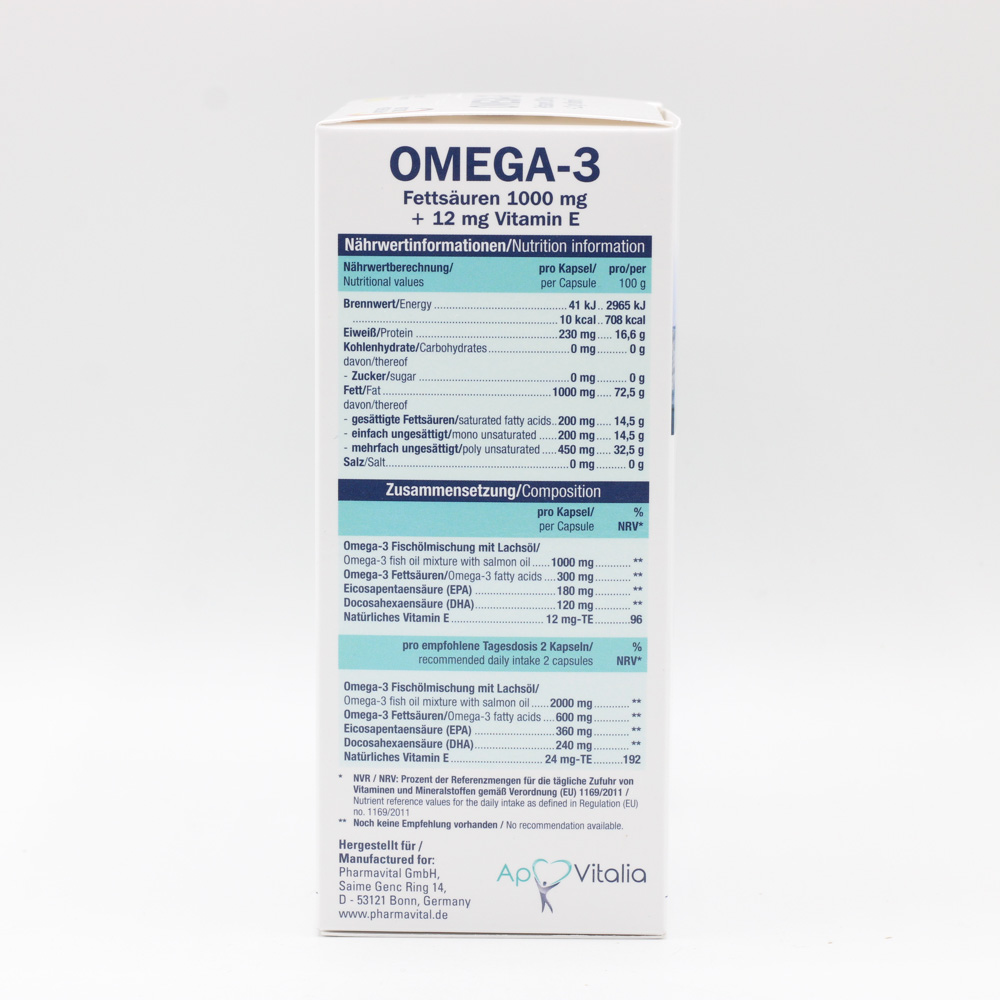 APOVITALIA Omega-3 Fettsäuren 1000mg+12mg Vit.E APOVITALIA Omega-3 Fettsäuren 1000mg+12mg Vit.E