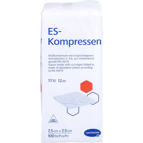 ES-KOMPRESSEN unsteril 7,5x7,5 cm 12fach ES-KOMPRESSEN unsteril 7,5x7,5 cm 12fach
