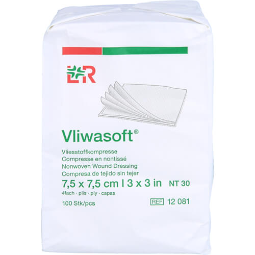 VLIWASOFT Vlieskompressen unsteril 7,5x7,5 cm 4l. VLIWASOFT Vlieskompressen unsteril 7,5x7,5 cm 4l.