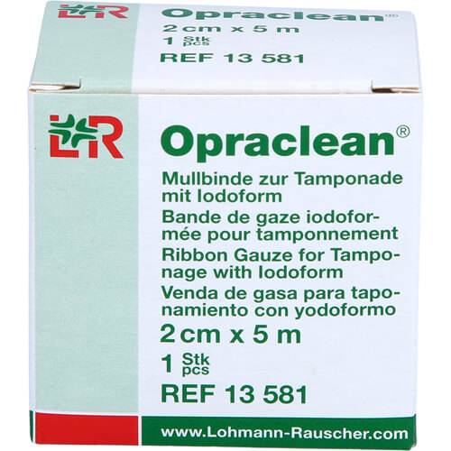 OPRACLEAN Mullbinde z.Tampon.m.Jodoform 2 cmx5 m OPRACLEAN Mullbinde z.Tampon.m.Jodoform 2 cmx5 m