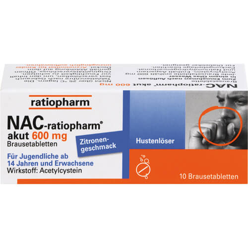 NAC-ratiopharm akut 600 mg Hustenlöser Brausetabl. NAC-ratiopharm akut 600 mg Hustenlöser Brausetabl.