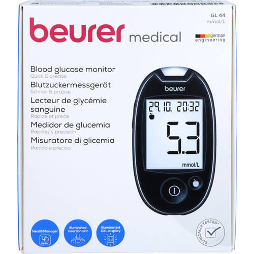 BEURER GL44 Blutzuckermessgerät mmol/l BEURER GL44 Blutzuckermessgerät mmol/l
