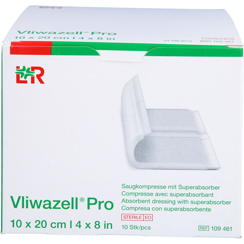 VLIWAZELL Pro superabsorb.Kompr.steril 10x20 cm VLIWAZELL Pro superabsorb.Kompr.steril 10x20 cm