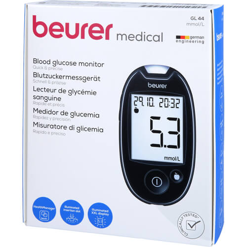 BEURER GL44 Blutzuckermessgerät mmol/l BEURER GL44 Blutzuckermessgerät mmol/l