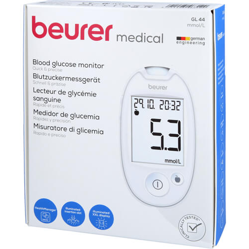 BEURER GL44 Blutzuckermessgerät mmol/l weiß BEURER GL44 Blutzuckermessgerät mmol/l weiß