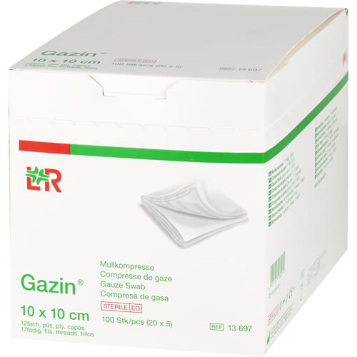 GAZIN Mullkomp.10x10 cm steril 12fach groß GAZIN Mullkomp.10x10 cm steril 12fach groß