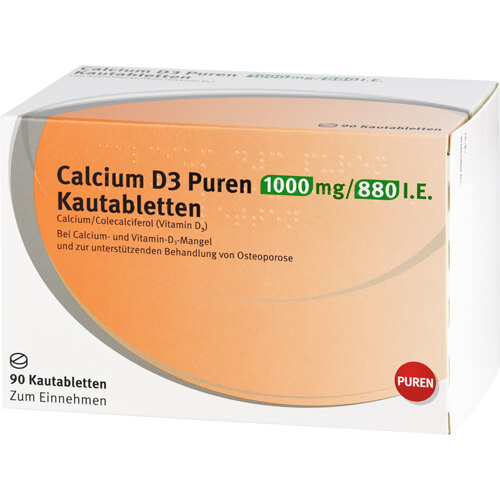 CALCIUM D3 Puren 1000 mg/880 I.E. Kautabletten CALCIUM D3 Puren 1000 mg/880 I.E. Kautabletten