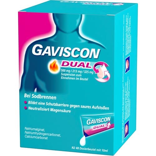 GAVISCON Dual 500mg/213mg/325mg Susp.z.Einn.Btl. GAVISCON Dual 500mg/213mg/325mg Susp.z.Einn.Btl.