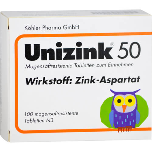 UNIZINK 50 magensaftresistente Tabletten UNIZINK 50 magensaftresistente Tabletten
