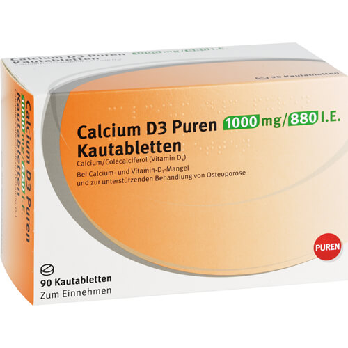 CALCIUM D3 Puren 1000 mg/880 I.E. Kautabletten CALCIUM D3 Puren 1000 mg/880 I.E. Kautabletten