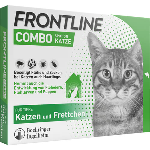 FRONTLINE COMBO® der Kombischutz für Tier und Heim gegen Zecken, Flöhe und Haarlinge bei Katzen und Frettchen FRONTLINE COMBO® der Kombischutz für Tier und Heim gegen Zecken, Flöhe und Haarlinge bei Katzen und Frettchen