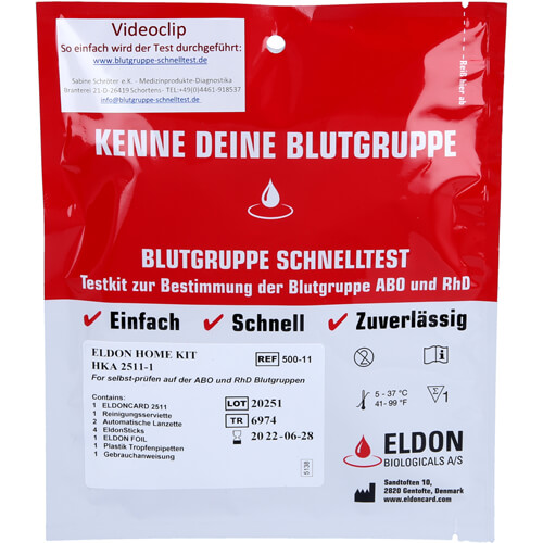BLUTGRUPPE Schnelltest Eldon Home-Kit HKA 2511-1 BLUTGRUPPE Schnelltest Eldon Home-Kit HKA 2511-1