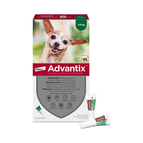 ADVANTIX Spot-on Lsg.z.Auftr.a.d.H.f.Hund bis 4 kg ADVANTIX Spot-on Lsg.z.Auftr.a.d.H.f.Hund bis 4 kg