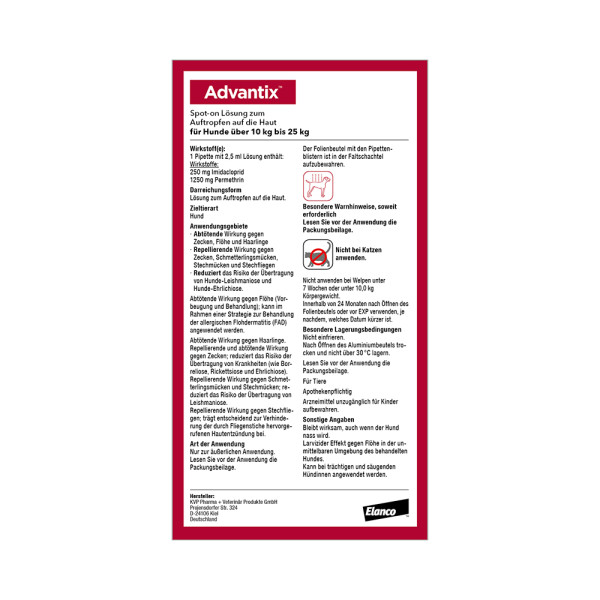 ADVANTIX Spot-on Lsg.z.Auftr.a.d.H.f.Hund 10-25 kg ADVANTIX Spot-on Lsg.z.Auftr.a.d.H.f.Hund 10-25 kg