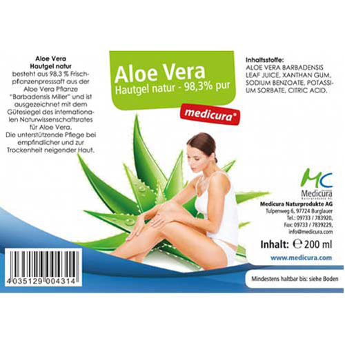 ALOE VERA HAUTGEL natur 99% pur ALOE VERA HAUTGEL natur 99% pur