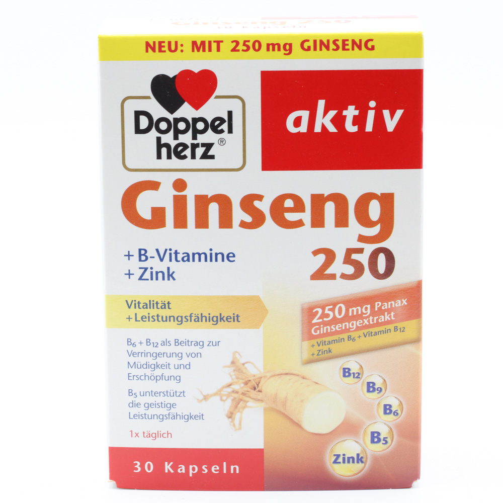 DOPPELHERZ Ginseng 250+B-Vitamine+Zink Kapseln DOPPELHERZ Ginseng 250+B-Vitamine+Zink Kapseln