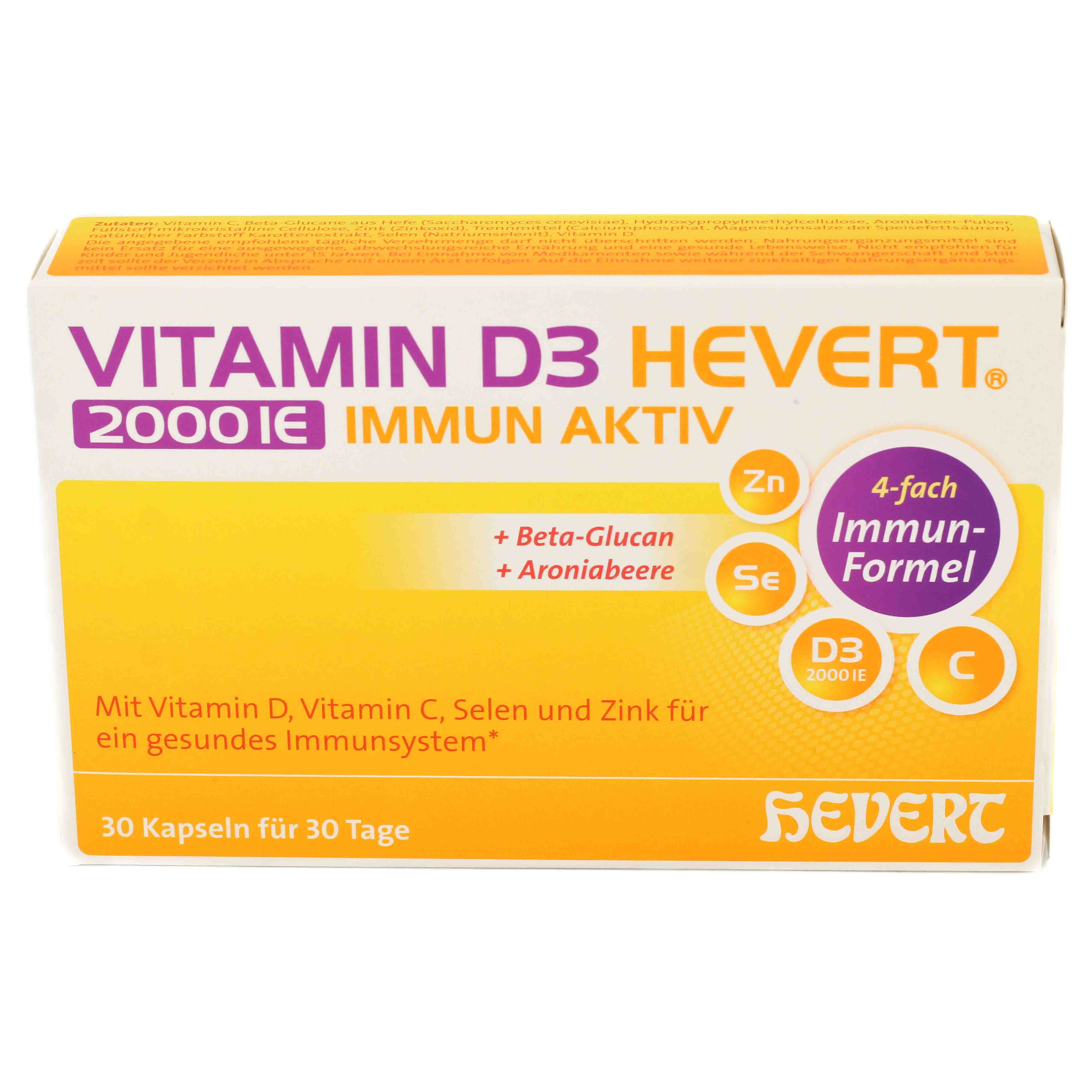 VITAMIN D3 HEVERT 2000 I.E. Immun Aktiv Kapseln VITAMIN D3 HEVERT 2000 I.E. Immun Aktiv Kapseln