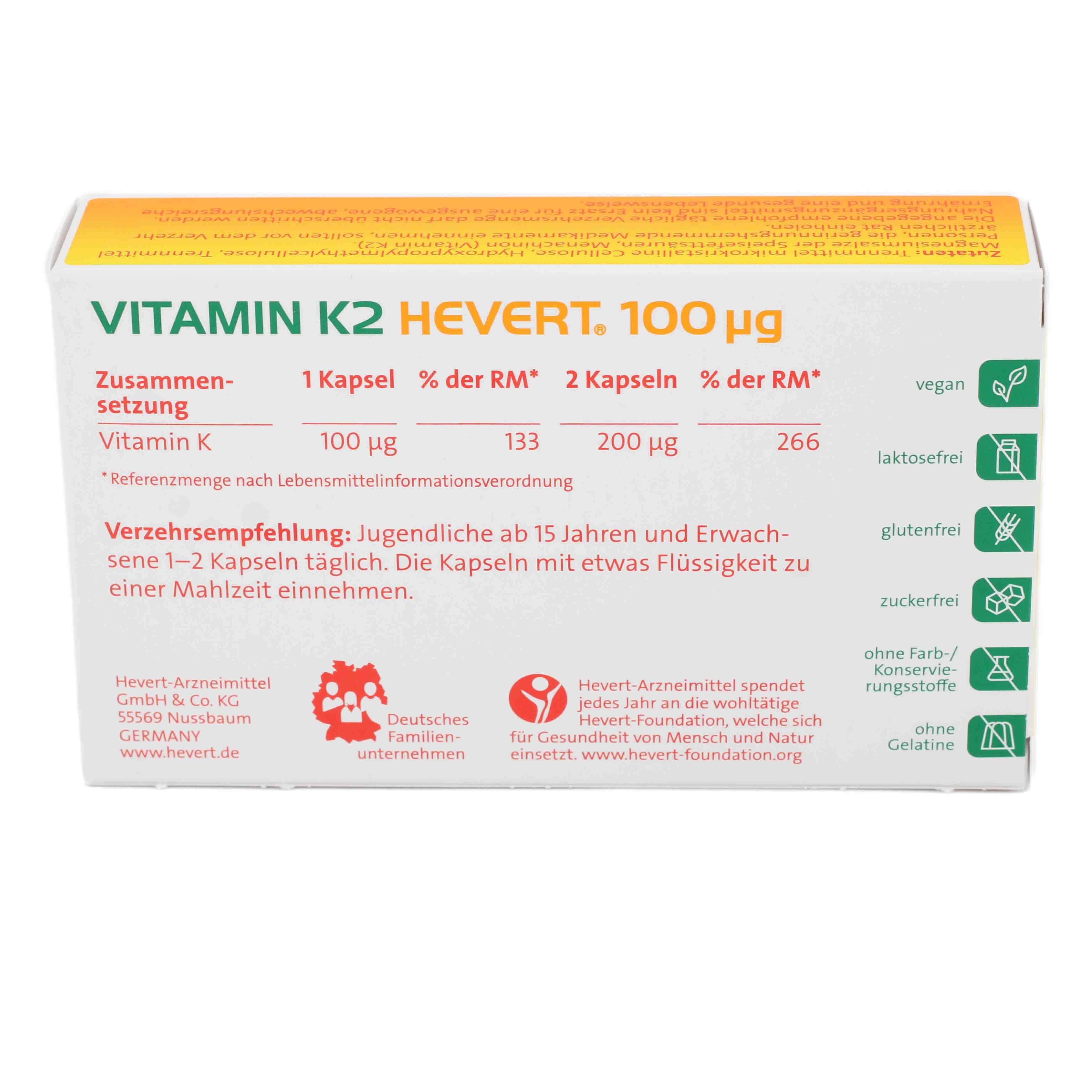 VITAMIN K2 HEVERT 100 μg Kapseln VITAMIN K2 HEVERT 100 μg Kapseln