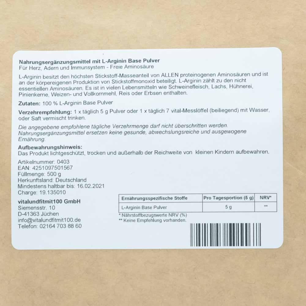 L-ARGININ BASE Pulver L-ARGININ BASE Pulver