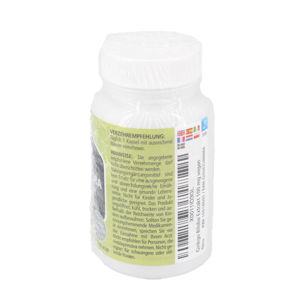 GINKGO BILOBA 100 mg hochdosiert vegan Kapseln GINKGO BILOBA 100 mg hochdosiert vegan Kapseln