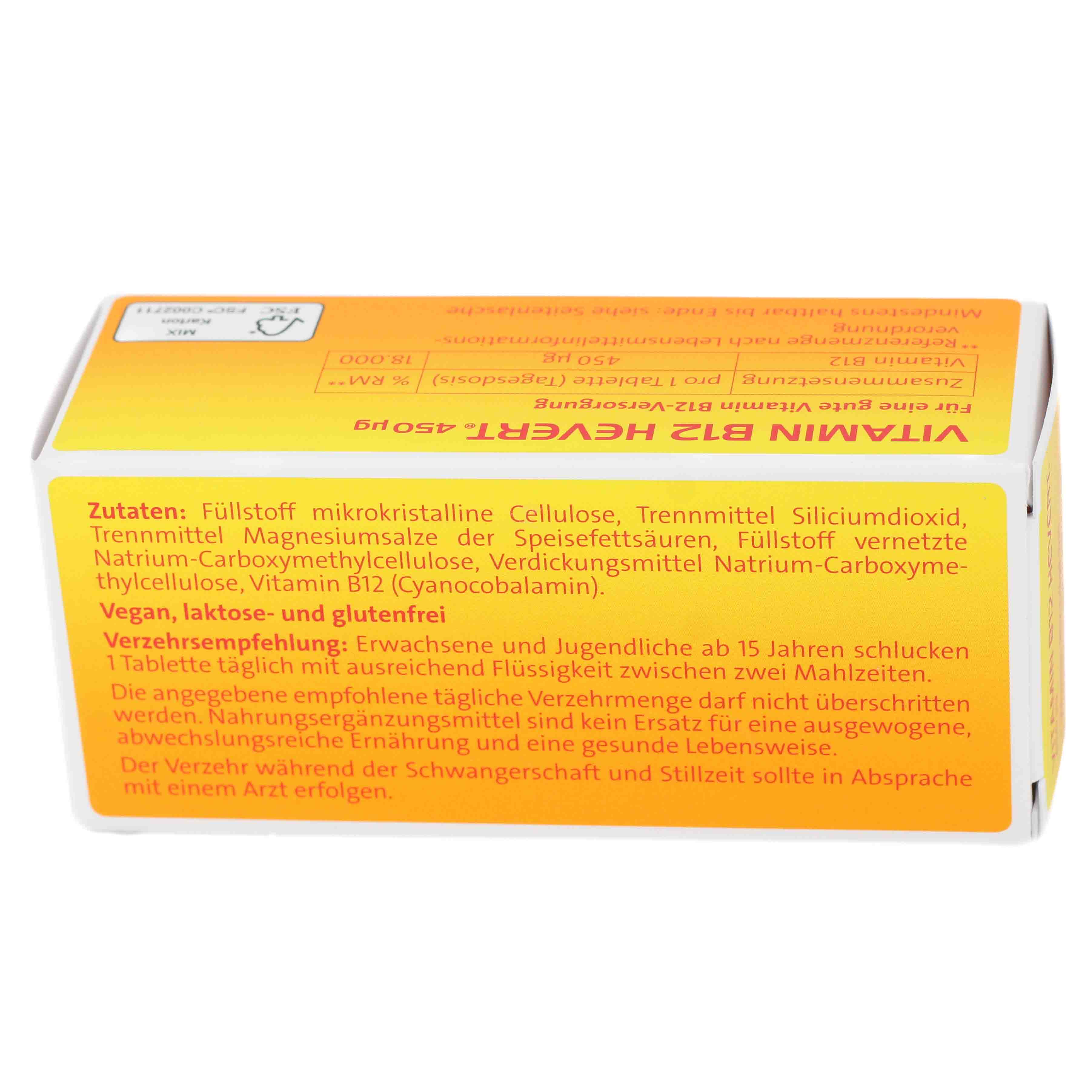 VITAMIN B12 HEVERT 450 μg Tabletten VITAMIN B12 HEVERT 450 μg Tabletten