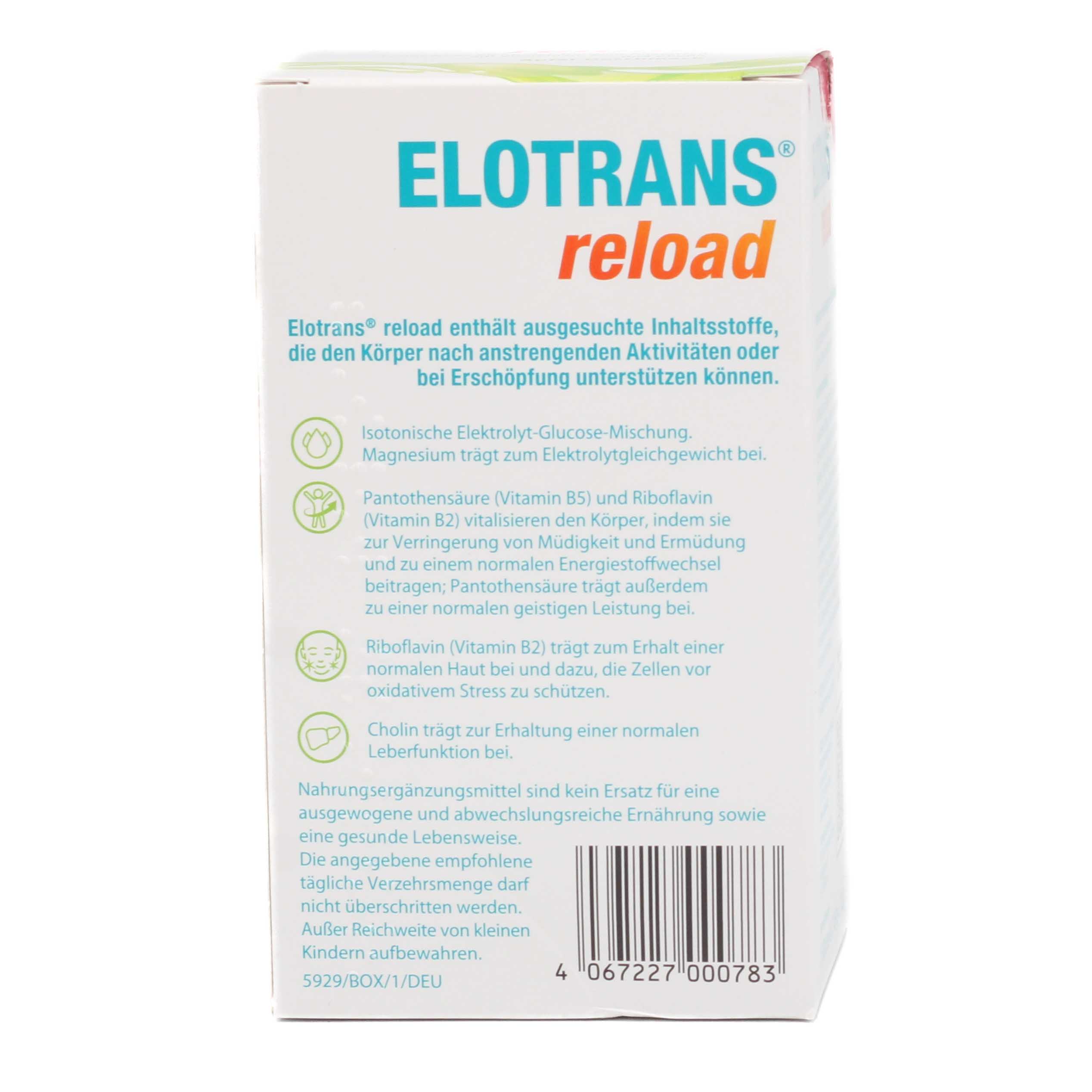 ELOTRANS reload Elektrolyt-Pulver Apfel Btl. ELOTRANS reload Elektrolyt-Pulver Apfel Btl.