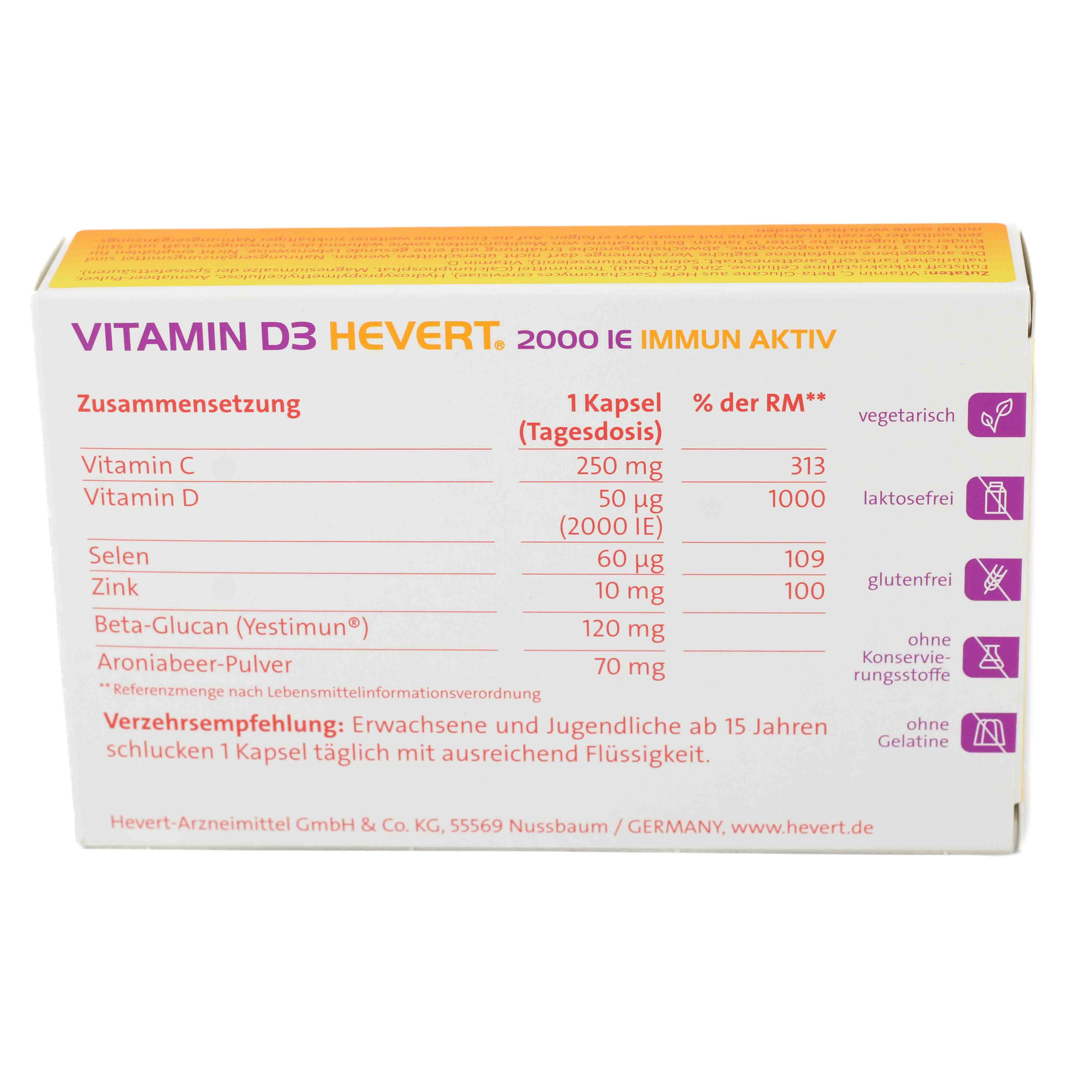 VITAMIN D3 HEVERT 2000 I.E. Immun Aktiv Kapseln VITAMIN D3 HEVERT 2000 I.E. Immun Aktiv Kapseln