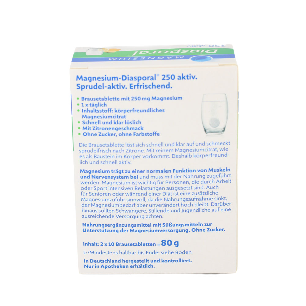 MAGNESIUM DIASPORAL 250 aktiv Brausetabletten MAGNESIUM DIASPORAL 250 aktiv Brausetabletten