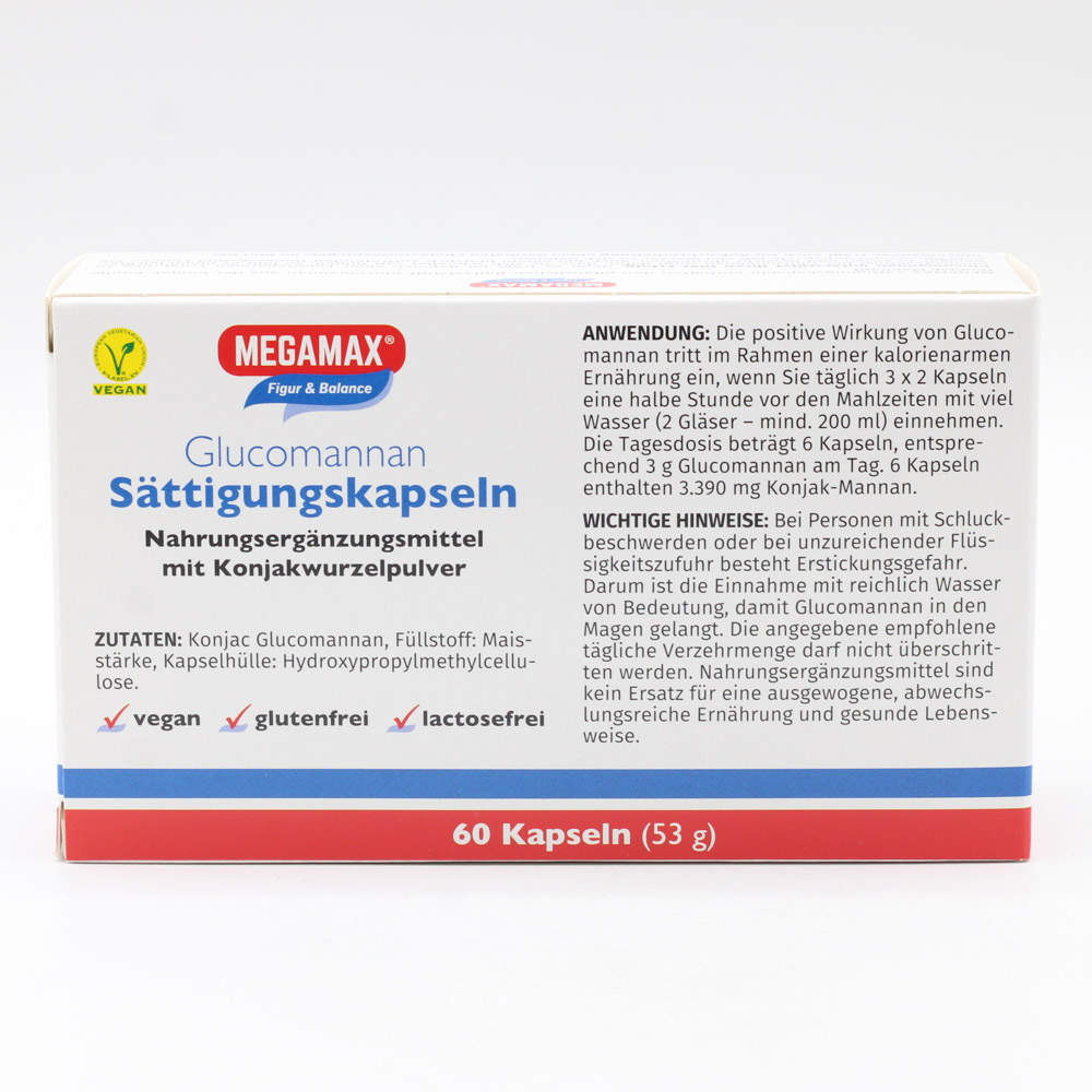 MEGAMAX Sättigungskapseln Glucomannan MEGAMAX Sättigungskapseln Glucomannan