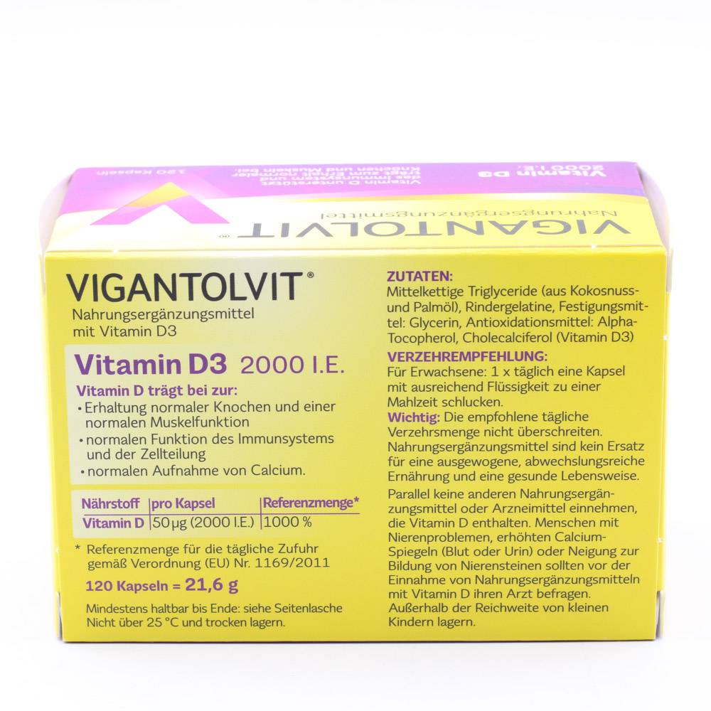 VIGANTOLVIT 2000 I.E. Vitamin D3 Weichkapseln VIGANTOLVIT 2000 I.E. Vitamin D3 Weichkapseln