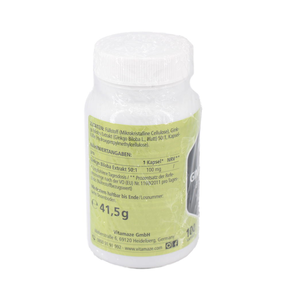GINKGO BILOBA 100 mg hochdosiert vegan Kapseln GINKGO BILOBA 100 mg hochdosiert vegan Kapseln