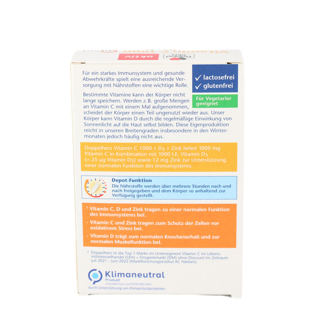 DOPPELHERZ Vitamin C 1000+D3+Zink Depot Tabletten DOPPELHERZ Vitamin C 1000+D3+Zink Depot Tabletten
