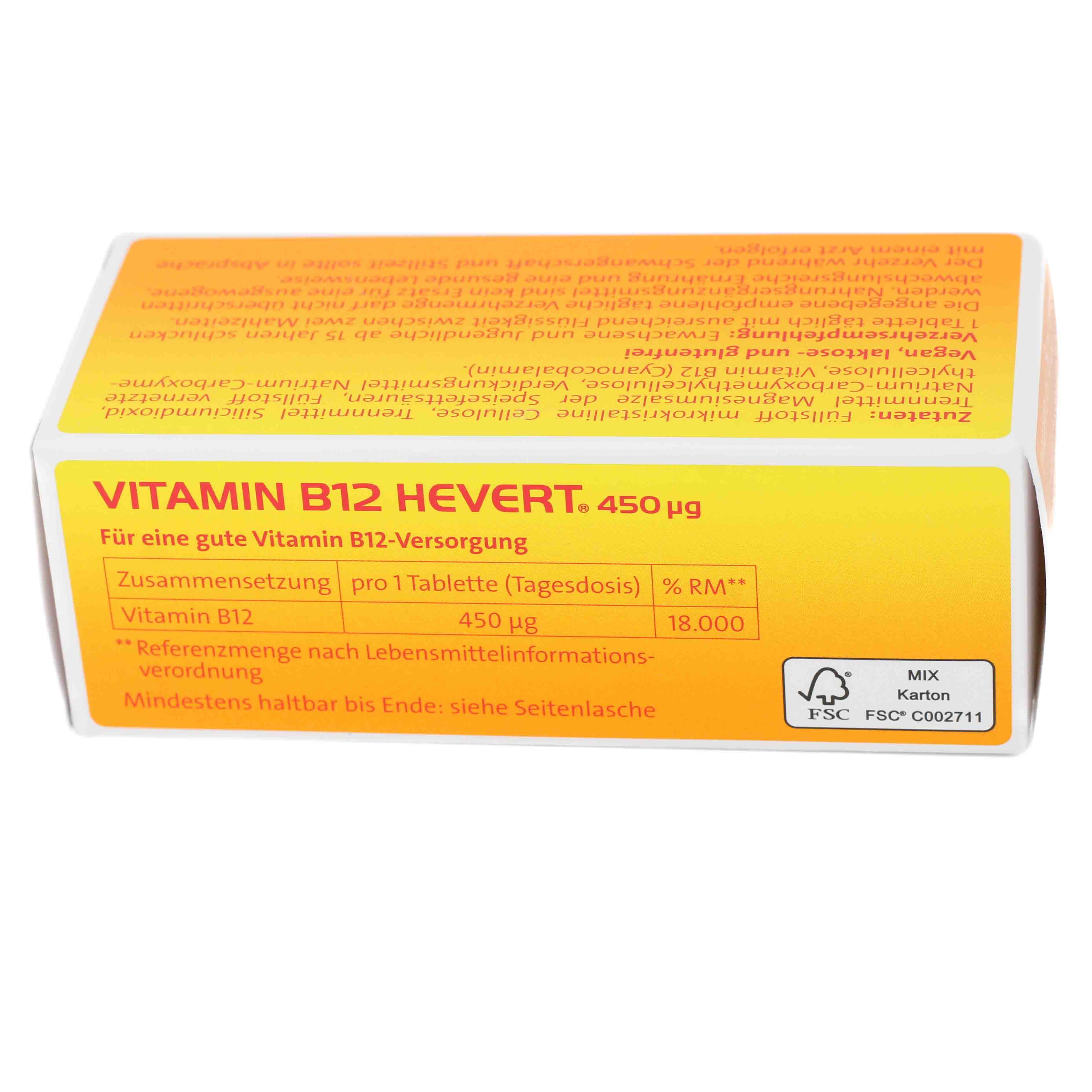 VITAMIN B12 HEVERT 450 μg Tabletten VITAMIN B12 HEVERT 450 μg Tabletten
