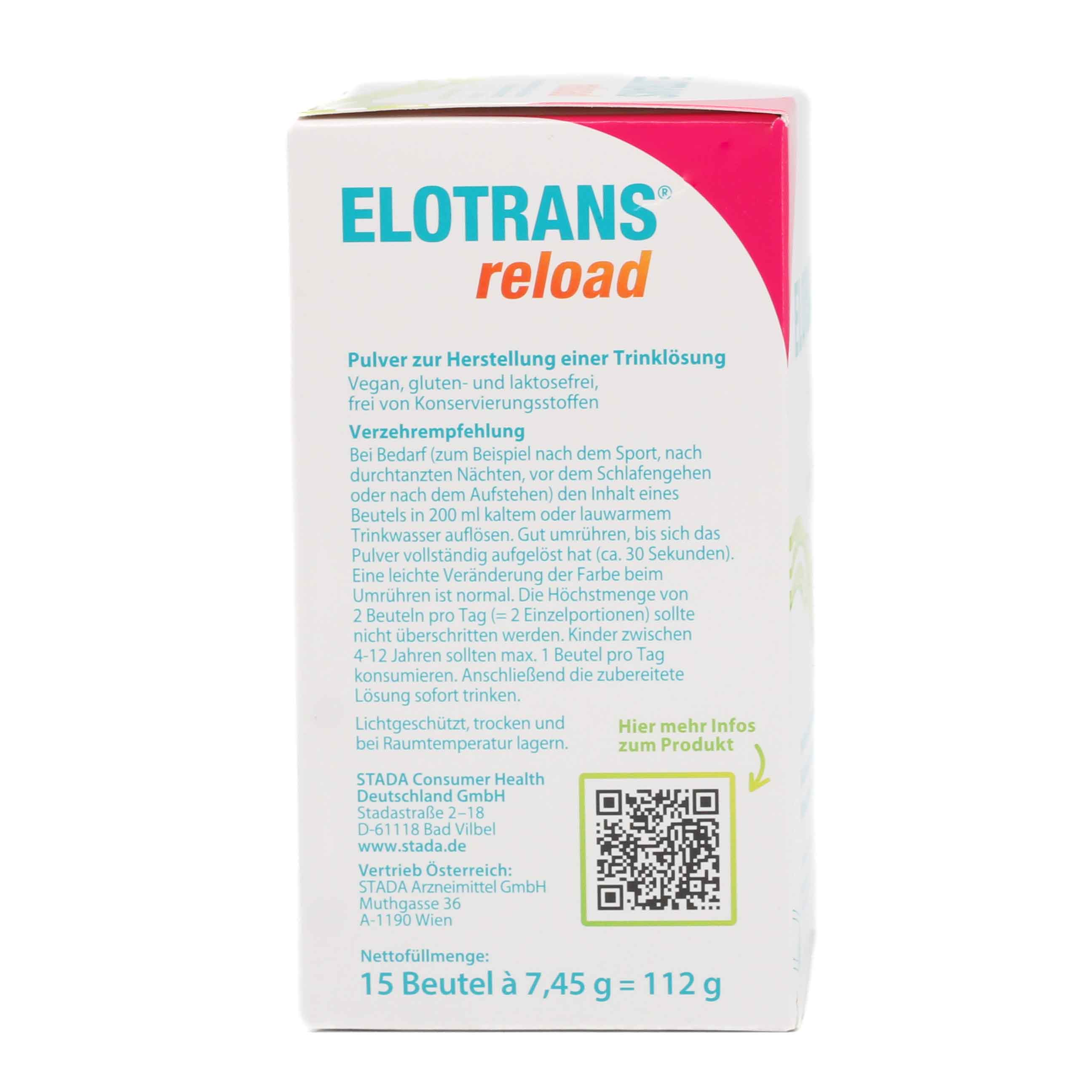 ELOTRANS reload Elektrolyt-Pulver Apfel Btl. ELOTRANS reload Elektrolyt-Pulver Apfel Btl.