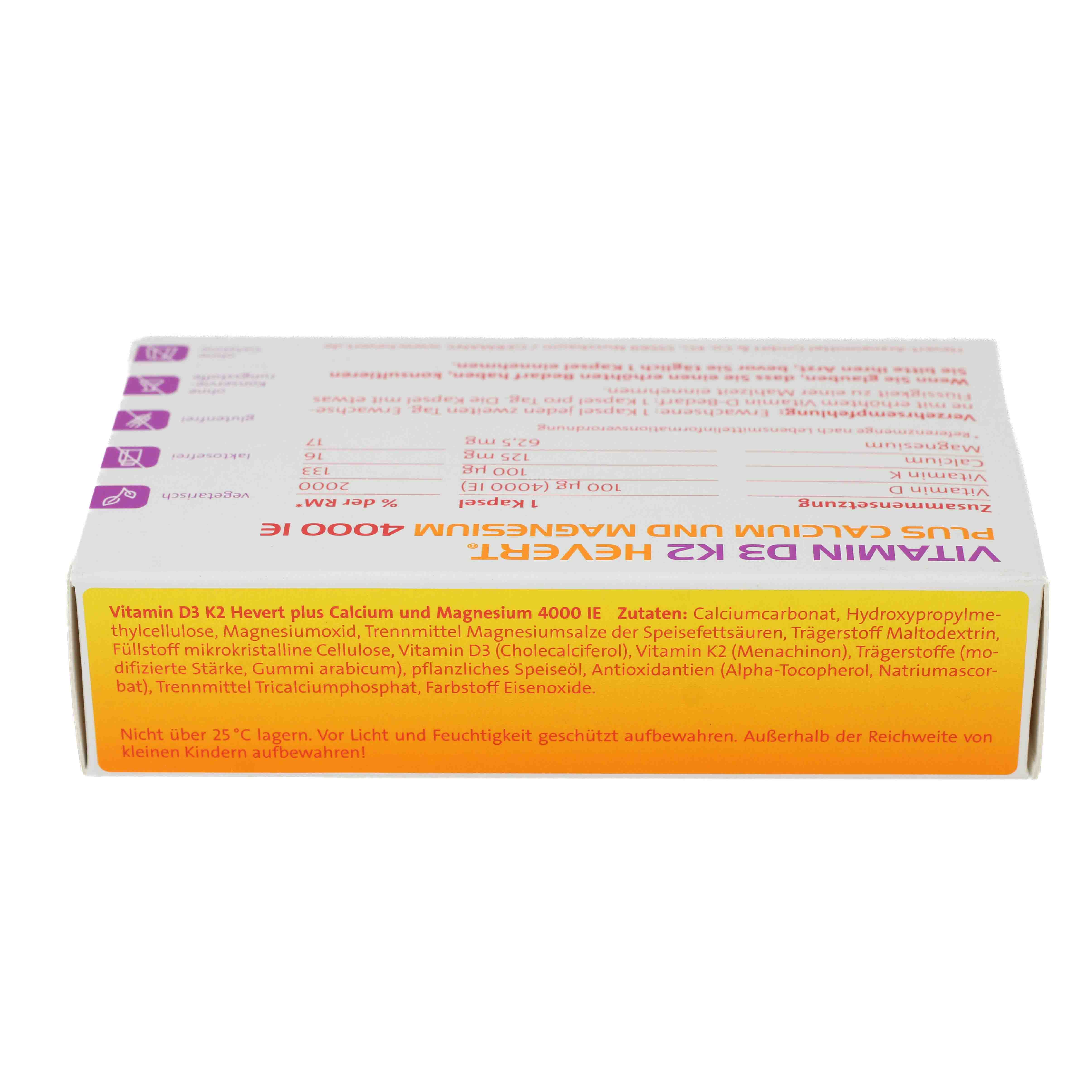 VITAMIN D3 K2 Hevert+Calcium u.Magnes.4000 IE Kps. VITAMIN D3 K2 Hevert+Calcium u.Magnes.4000 IE Kps.