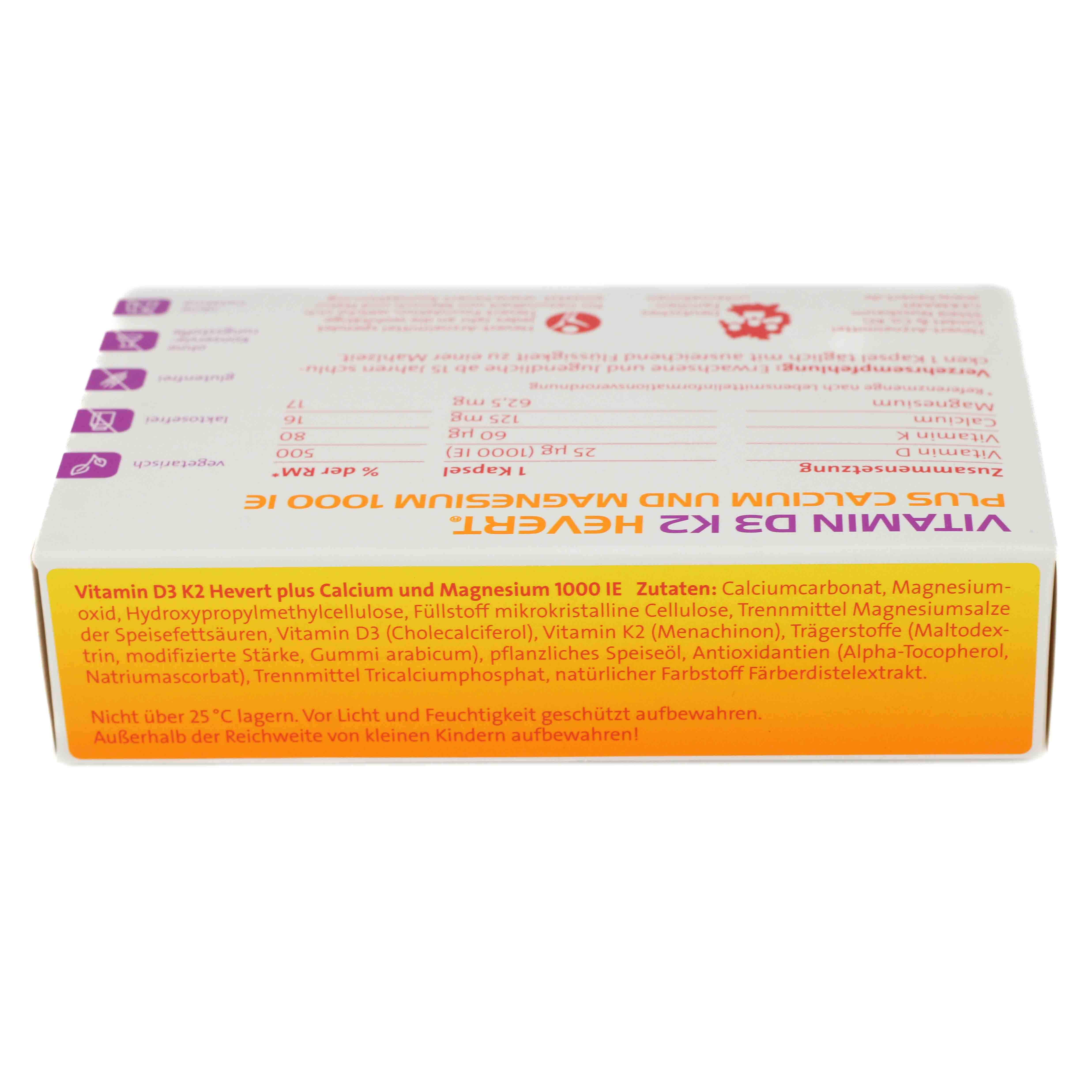 VITAMIN D3 K2 Hevert+Calcium u.Magnes.1000 IE Kps. VITAMIN D3 K2 Hevert+Calcium u.Magnes.1000 IE Kps.
